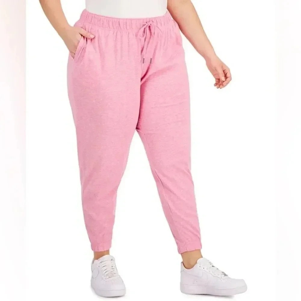 ID Ideology Women's Off-Duty Plus Size Jogger Pants‎ Candy Pink Size 1X NWT